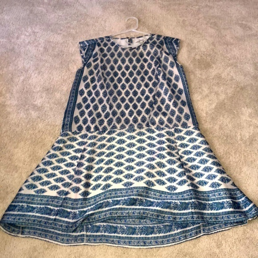 Madewell XS Dress Ivory‎ Blue Print Lightweight